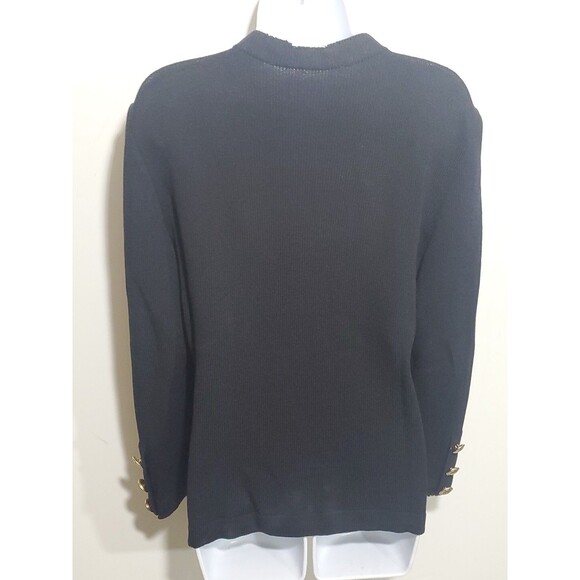 St. John Black Gold Button Down Cardigan Sweater Santana Knit Medium Classic - Picture 7 of 10